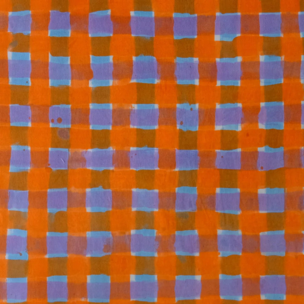 Hand-painted dusk gingham, close up